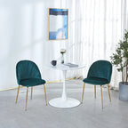 Walnut+Black / White Round Tulip Dining Table, Pedestal Base, Seats 2–4