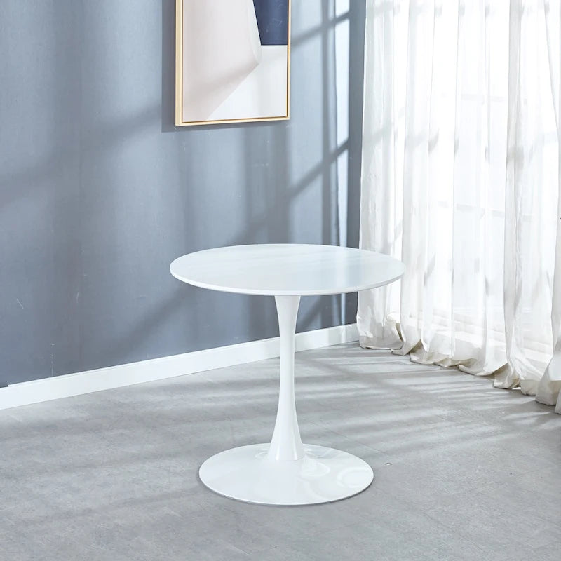 Walnut+Black / White Round Tulip Dining Table, Pedestal Base, Seats 2–4