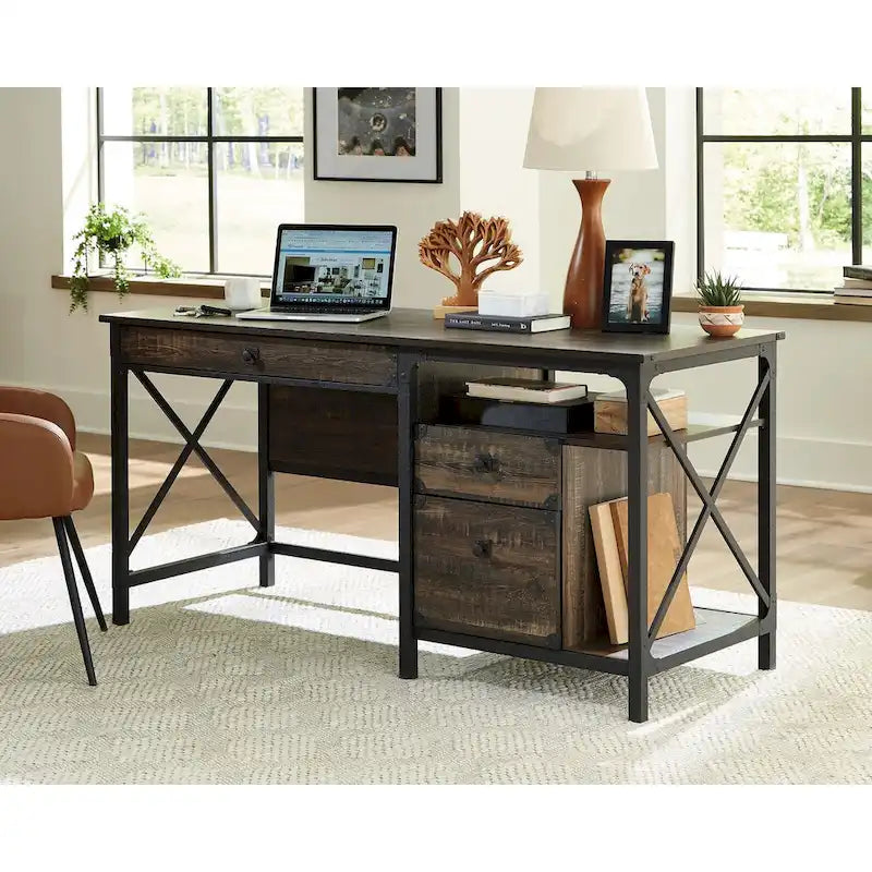 Prime Oak Computer Desk, 3-Drawer, Single-Person