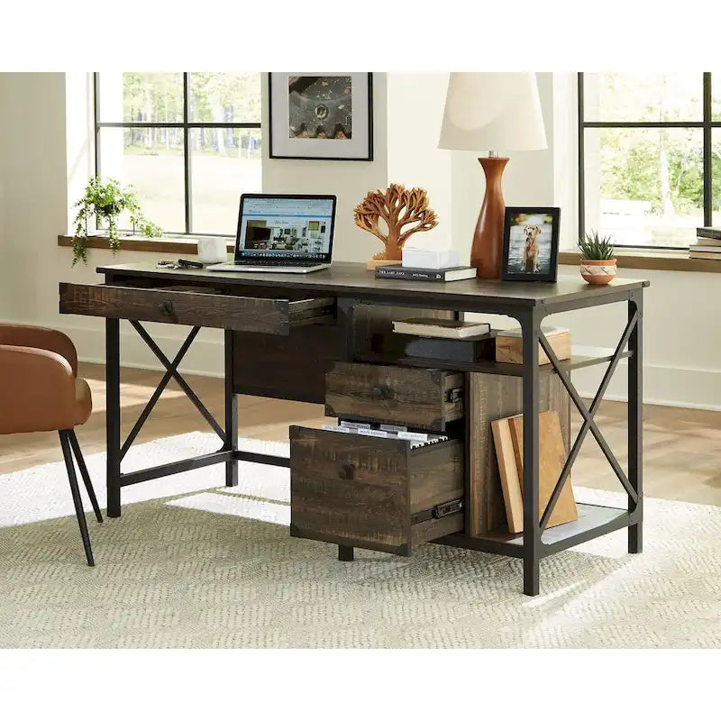 Prime Oak Computer Desk, 3-Drawer, Single-Person