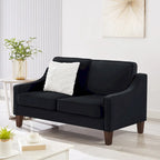 Black / Navy / Taupe Velvet 2-Seat Loveseat Sofa