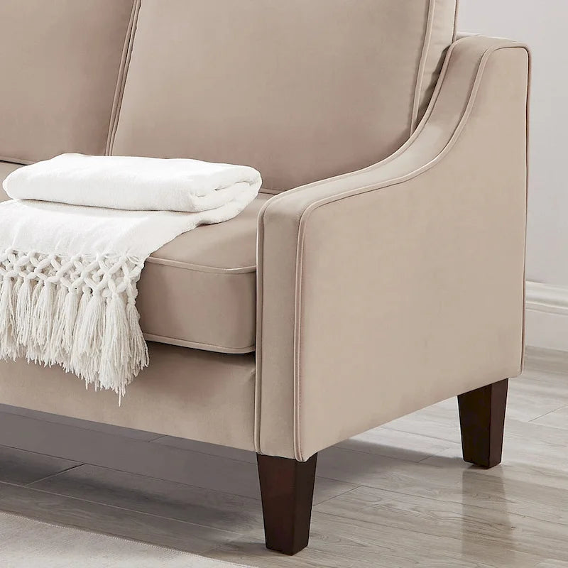 Black / Navy / Taupe Velvet 2-Seat Loveseat Sofa