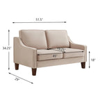 Black / Navy / Taupe Velvet 2-Seat Loveseat Sofa