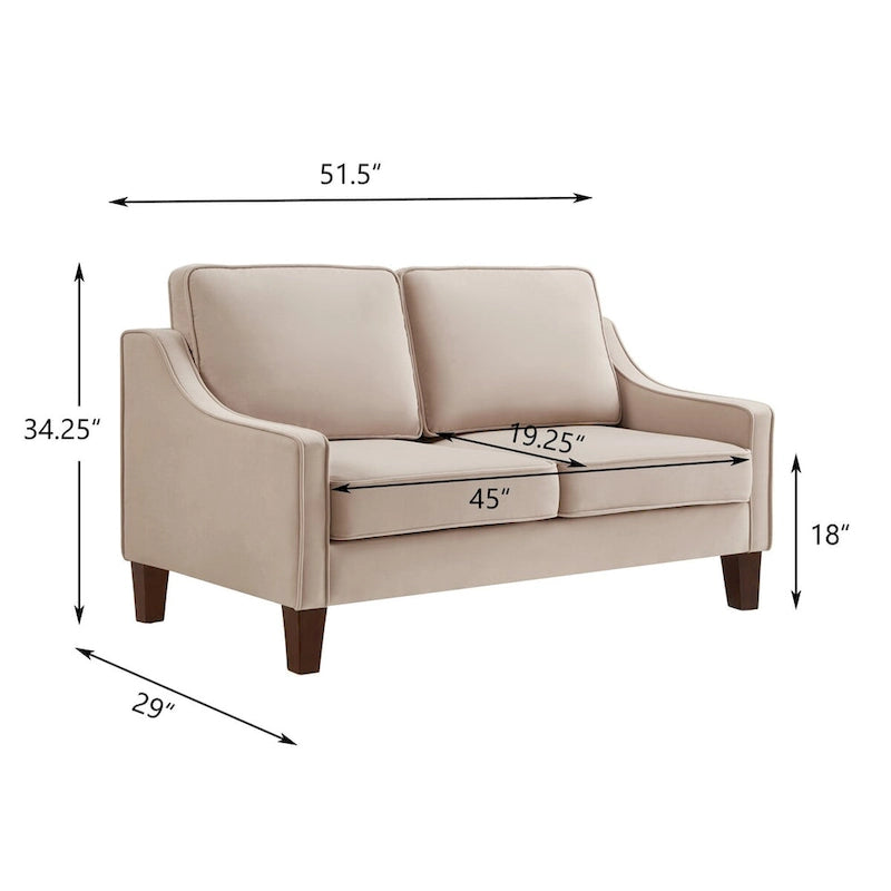 Black / Navy / Taupe Velvet 2-Seat Loveseat Sofa