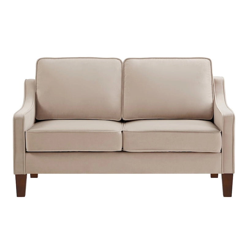 Black / Navy / Taupe Velvet 2-Seat Loveseat Sofa