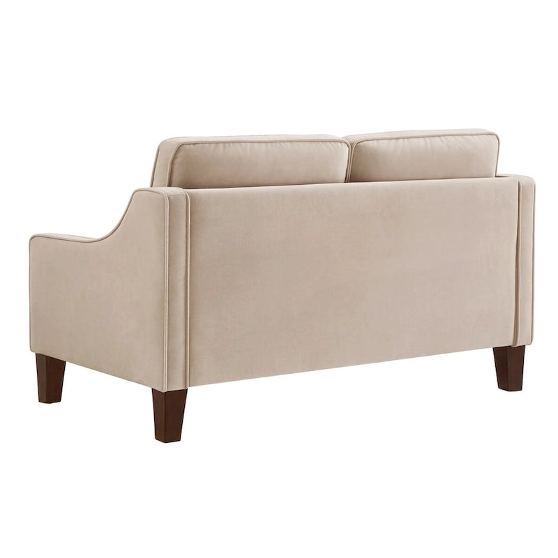 Black / Navy / Taupe Velvet 2-Seat Loveseat Sofa