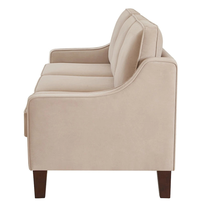 Black / Navy / Taupe Velvet 2-Seat Loveseat Sofa