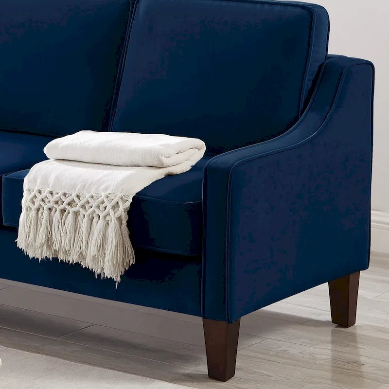 Black / Navy / Taupe Velvet 2-Seat Loveseat Sofa