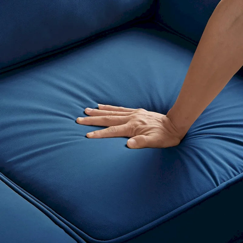 Black / Navy / Taupe Velvet 2-Seat Loveseat Sofa