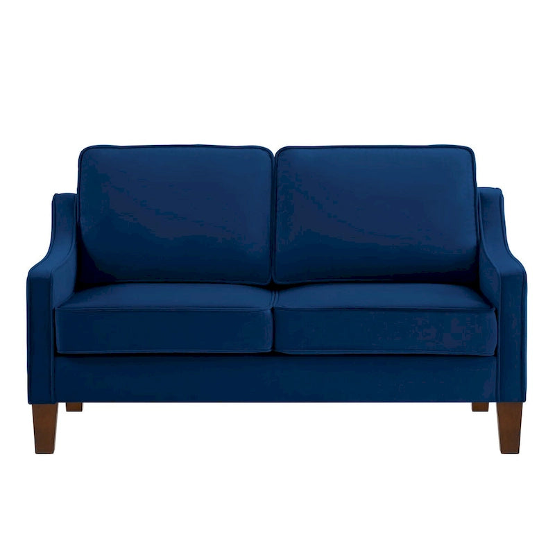 Black / Navy / Taupe Velvet 2-Seat Loveseat Sofa