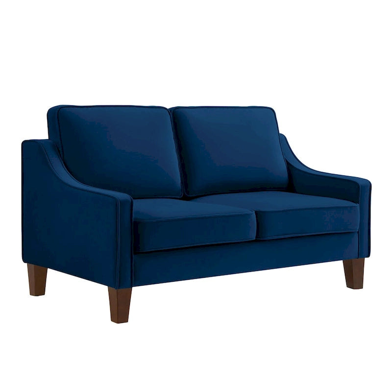 Black / Navy / Taupe Velvet 2-Seat Loveseat Sofa