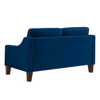 Black / Navy / Taupe Velvet 2-Seat Loveseat Sofa