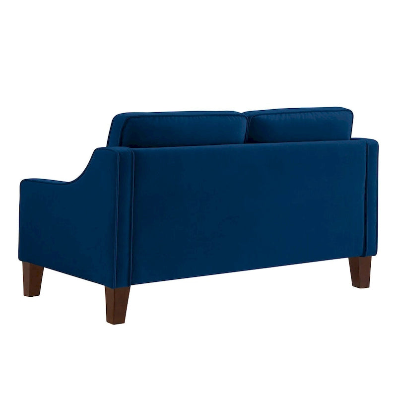 Black / Navy / Taupe Velvet 2-Seat Loveseat Sofa