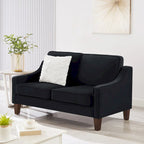 Black / Navy / Taupe Velvet 2-Seat Loveseat Sofa