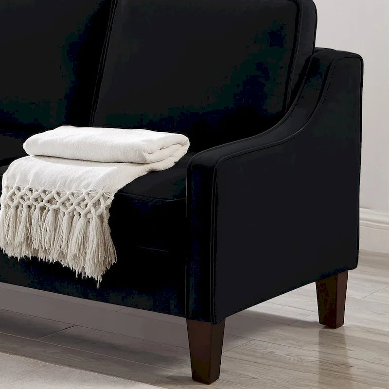 Black / Navy / Taupe Velvet 2-Seat Loveseat Sofa