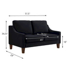 Black / Navy / Taupe Velvet 2-Seat Loveseat Sofa
