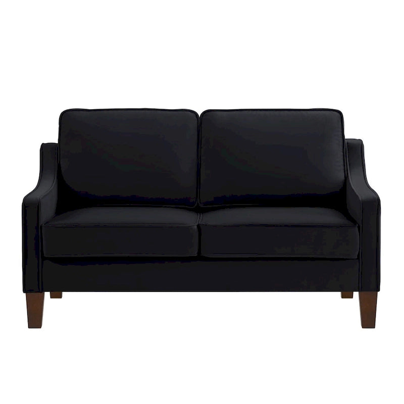 Black / Navy / Taupe Velvet 2-Seat Loveseat Sofa