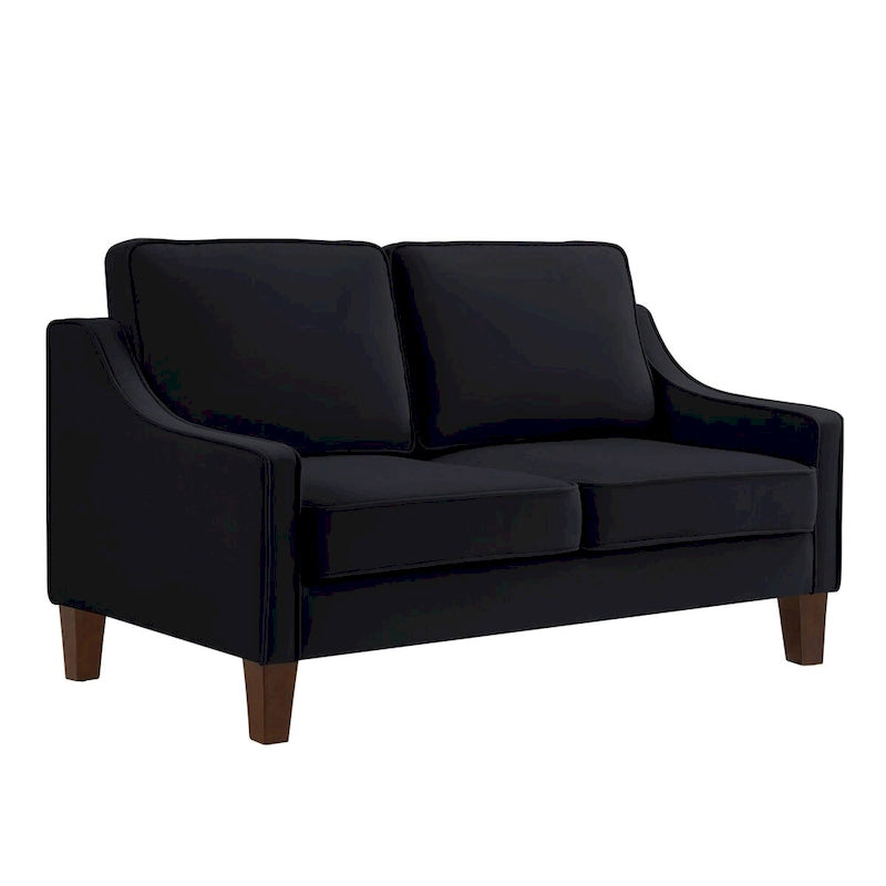 Black / Navy / Taupe Velvet 2-Seat Loveseat Sofa