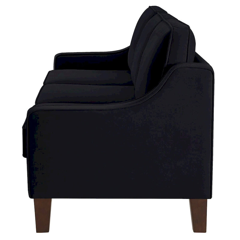 Black / Navy / Taupe Velvet 2-Seat Loveseat Sofa