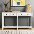 Rustic 2-Drawer Console Table with Bottom Shelf, Pine Wood & MDF, Distressed Finish, 1-Person Assembly