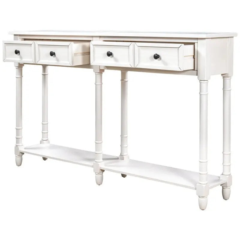 Rustic 2-Drawer Console Table with Bottom Shelf, Pine Wood & MDF, Distressed Finish, 1-Person Assembly