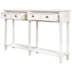 Rustic 2-Drawer Console Table with Bottom Shelf, Pine Wood & MDF, Distressed Finish, 1-Person Assembly