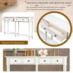 Rustic 2-Drawer Console Table with Bottom Shelf, Pine Wood & MDF, Distressed Finish, 1-Person Assembly