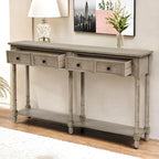 Rustic 2-Drawer Console Table with Bottom Shelf, Pine Wood & MDF, Distressed Finish, 1-Person Assembly