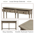 Rustic 2-Drawer Console Table with Bottom Shelf, Pine Wood & MDF, Distressed Finish, 1-Person Assembly