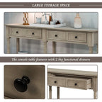 Rustic 2-Drawer Console Table with Bottom Shelf, Pine Wood & MDF, Distressed Finish, 1-Person Assembly