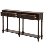 Rustic 2-Drawer Console Table with Bottom Shelf, Pine Wood & MDF, Distressed Finish, 1-Person Assembly