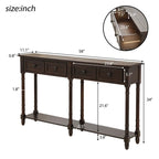 Rustic 2-Drawer Console Table with Bottom Shelf, Pine Wood & MDF, Distressed Finish, 1-Person Assembly