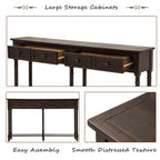 Rustic 2-Drawer Console Table with Bottom Shelf, Pine Wood & MDF, Distressed Finish, 1-Person Assembly