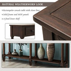 Rustic 2-Drawer Console Table with Bottom Shelf, Pine Wood & MDF, Distressed Finish, 1-Person Assembly