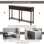 Rustic 2-Drawer Console Table with Bottom Shelf, Pine Wood & MDF, Distressed Finish, 1-Person Assembly