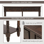 Rustic 2-Drawer Console Table with Bottom Shelf, Pine Wood & MDF, Distressed Finish, 1-Person Assembly