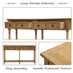 Rustic 2-Drawer Console Table with Bottom Shelf, Pine Wood & MDF, Distressed Finish, 1-Person Assembly