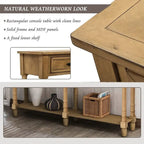 Rustic 2-Drawer Console Table with Bottom Shelf, Pine Wood & MDF, Distressed Finish, 1-Person Assembly