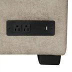 82.6" Brown/Khaki/Navy Blue L-Shape Convertible Sofa Bed with Wheels & USB Ports, 2-3 Seater