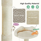 Gray / Beige 54" Multi-Level Cat Tree Tower, Plush & Sisal, for 3–4 Cats