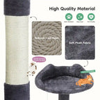 Gray / Beige 54" Multi-Level Cat Tree Tower, Plush & Sisal, for 3–4 Cats