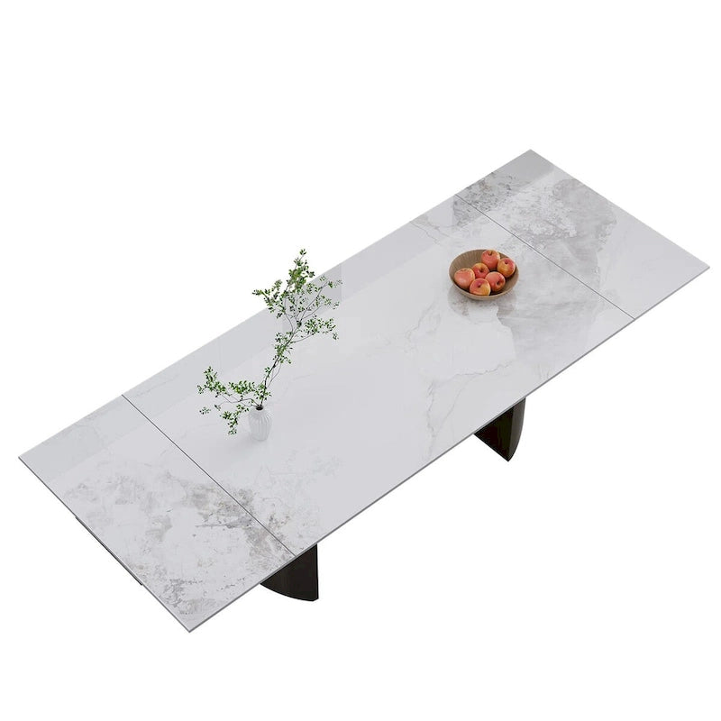 Black Base & White/Black Chair Extendable Sintered Stone Dining Set for 8–10