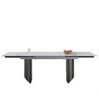 Black Base & White/Black Chair Extendable Sintered Stone Dining Set for 8–10