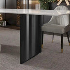 Black Base & White/Black Chair Extendable Sintered Stone Dining Set for 8–10