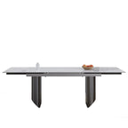 Black Base & White/Black Chair Extendable Sintered Stone Dining Set for 8–10