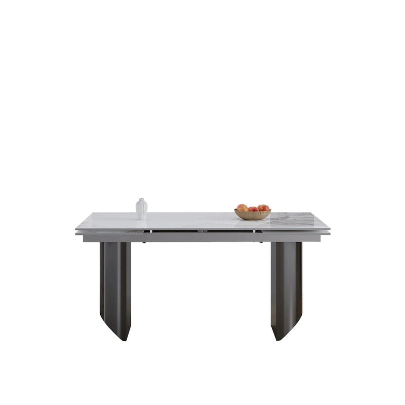 Black Base & White/Black Chair Extendable Sintered Stone Dining Set for 8–10