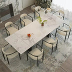 Black Base & White/Black Chair Extendable Sintered Stone Dining Set for 8–10
