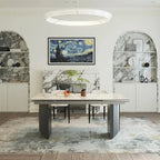 Black Base & White/Black Chair Extendable Sintered Stone Dining Set for 8–10