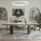 Black Base & White/Black Chair Extendable Sintered Stone Dining Set for 8–10