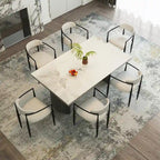 Black Base & White/Black Chair Extendable Sintered Stone Dining Set for 8–10